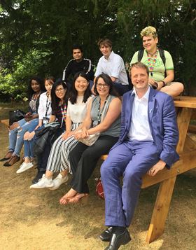 The Cellulose and Renewable Materials Group on an outing to Bristol Botanical Gardens. (Back row, left to right: Muhammad Ichwan, Dr Marcus Johns, Kate Oliver; bottom row, left to right: Eileen Atieno, Jing Wang, Dr Panjasila Payakaniti, Chenchen Zhu, Anna Taylor, and Steve Eichhorn.)