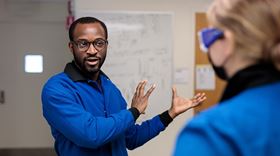 Chibueze Amanchukwu and his group have used solvent-free inorganic molten salts to create energy-dense, safe batteries. Photo: John Zich.