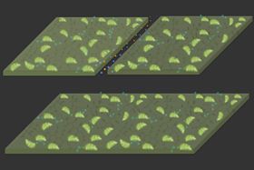 These diagrams illustrate the self-healing properties of the new material. (Top) A crack is created in the material, which is composed of a hydrogel (dark green) with plant-derived chloroplasts (light green) embedded in it. (Bottom) In the presence of light, the material reacts with carbon dioxide in the air to expand and fill the gap, repairing the damage. Image courtesy of the researchers.