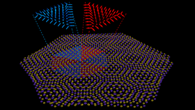 Illustration of merons in a twisted bilayer of 2D materials. Image: Daniel Bennett.